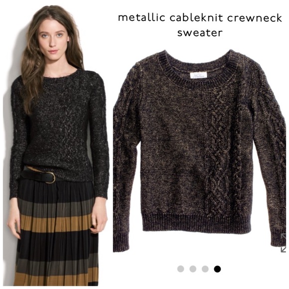 Madewell Sweaters - Madewell Wallace Black Metallic Cable Knit Sweater